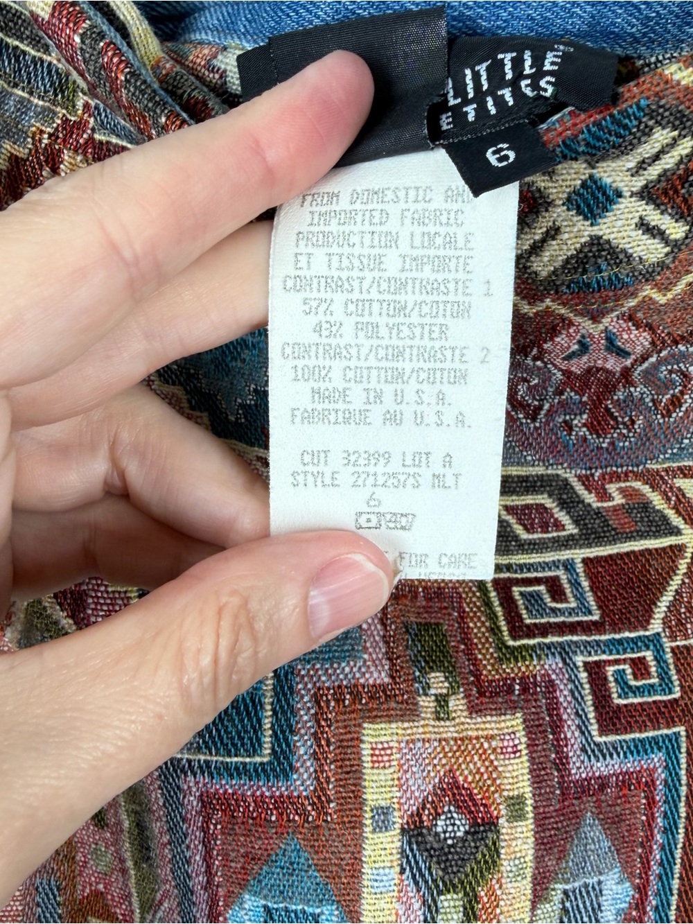 VTG Carole Little Tapestry Southwestern Aztec Western Fall Wrap Skirt 6 Petite - Picture 3 of 10